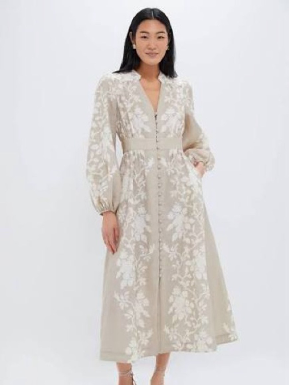 Tuckernuck Sand Floral Stripe Serena Dress